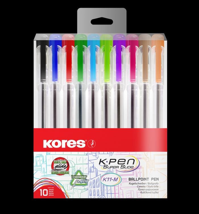 Papírenské zboží Kores Pen K11 kuličkové pero sada 10 barev 