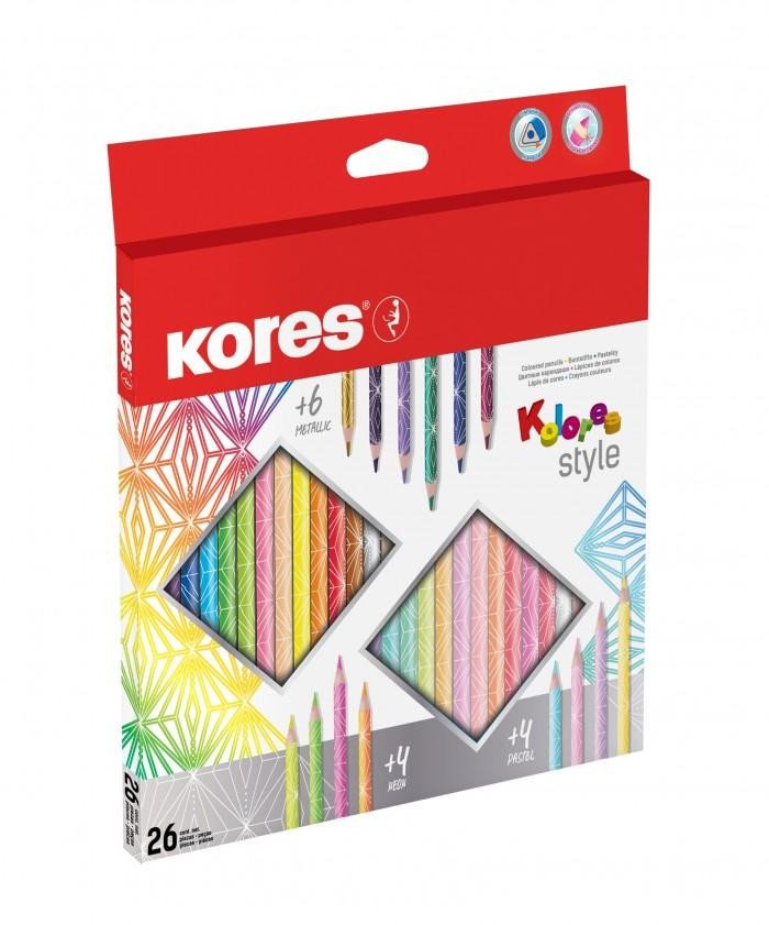 Papírszerek Kores Style trojhranné pastelky 26 barev 