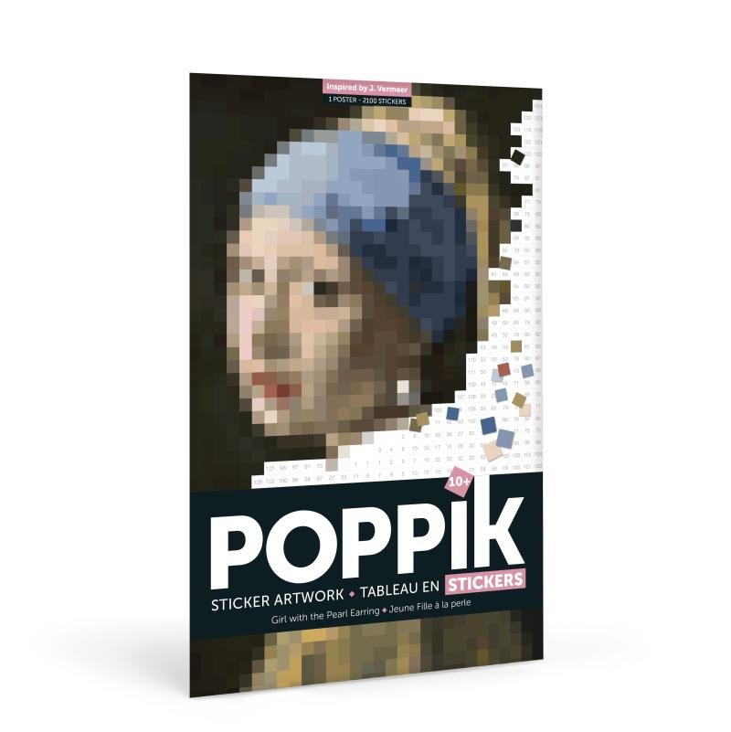 Papírenské zboží Poppik Malý samolepkový plakát - VERMEER (Dívka s perlovými náušnicemi) 