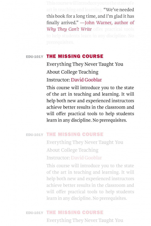 Book Missing Course David Gooblar