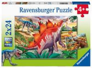 Joc / Jucărie Ravensburger Kinderpuzzle 05179 - Wilde Urzeittiere - 2x24 Teile Puzzle für Kinder ab 4 Jahren 