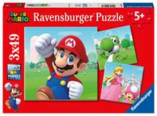 Gra/Zabawka Ravensburger Kinderpuzzle 05186 - Super Mario - 3x49 Teile Puzzle für Kinder ab 5 Jahren 