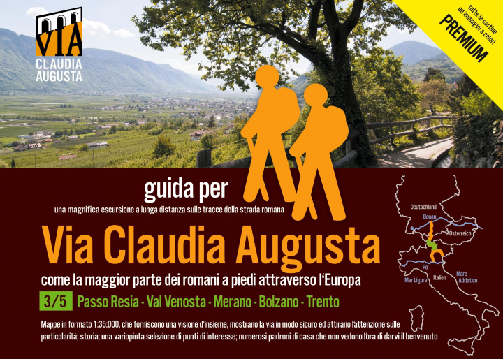 Könyv trekking VIA CLAUDIA AUGUSTA 3/5 Reschenpass - Trento PREMIUM 