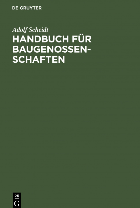 Könyv Handbuch Fur Baugenossenschaften 