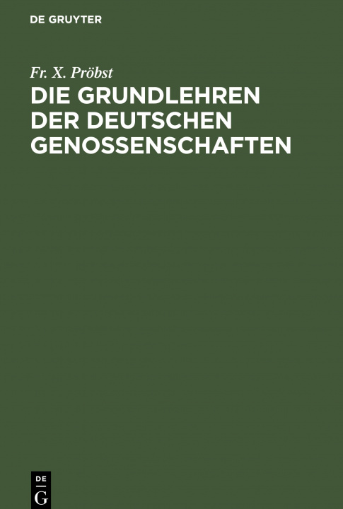Carte Die Grundlehren Der Deutschen Genossenschaften 