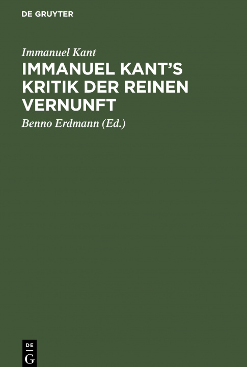 Könyv Immanuel Kant's Kritik Der Reinen Vernunft 
