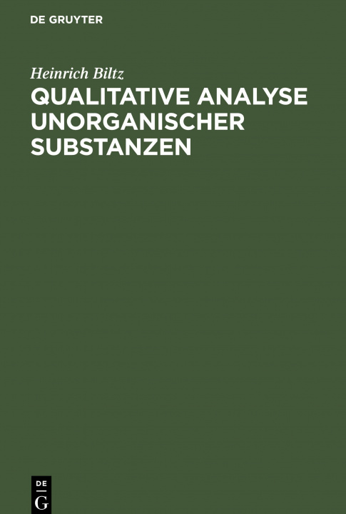 Kniha Qualitative Analyse Unorganischer Substanzen 