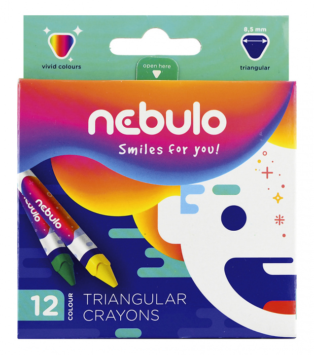 Carte Kredki świecowe trójkątne Nebulo 12 kolorów 