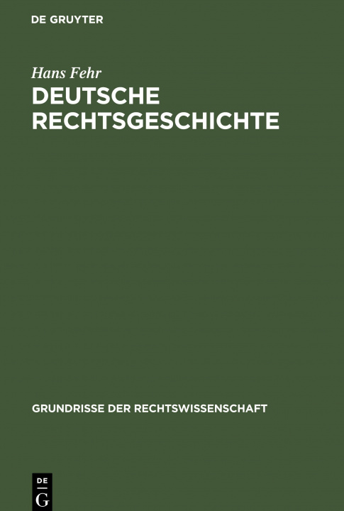 Book Deutsche Rechtsgeschichte Hans Fehr