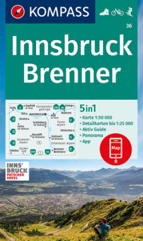 Materiale tipărite KOMPASS Wanderkarte 36 Innsbruck, Brenner 1:50.000 