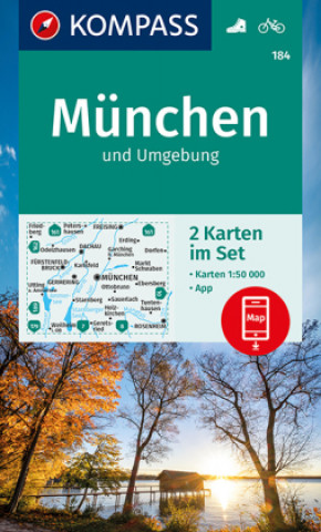 Nyomtatványok KOMPASS Wanderkarte 184 München und Umgebung 