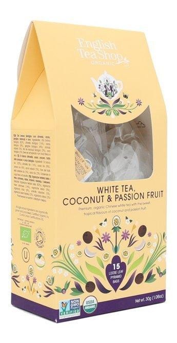 Carte English Tea Shop Čaj bílý Kokos, Passion Fruit, 15 pyramidek bio 