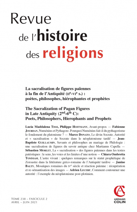 Knjiga Revue de l'histoire des religions - Nº2/2021 La sacralisation de figures païennes à la fin de l'Anti 