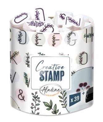 Papírszerek Razítka Creative Stamp - Květinová abeceda a věnečky, 39 ks 