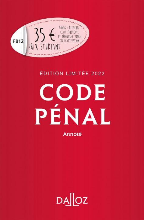 Książka Code pénal 2022 annoté. Édition limitée 