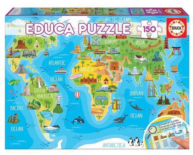 Játék Educa - Weltkarte der Monumente 150 Teile Puzzle 