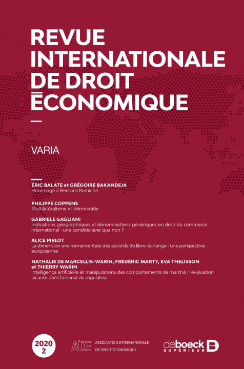 Carte Revue internationale de droit économique 2020/2 - Varia collegium