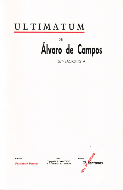 Knjiga Ultimatum Fernando Pessoa