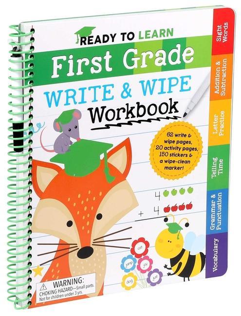 Kniha Ready to Learn: First Grade Write and Wipe Workbook: Fractions, Measurement, Telling Time, Descriptive Writing, Sight Words, and More! 
