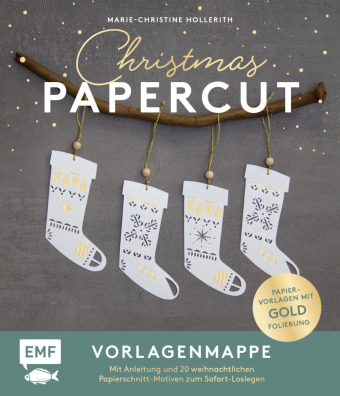 Könyv Set: Christmas Papercut - Die Vorlagenmappe mit Anleitung und 20 weihnachtlichen Papierschnitt-Motiven zum Sofort-Loslegen 