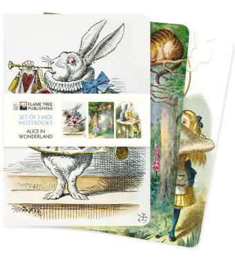 Calendar/Diary Alice in Wonderland Set of 3 Midi Notebooks 