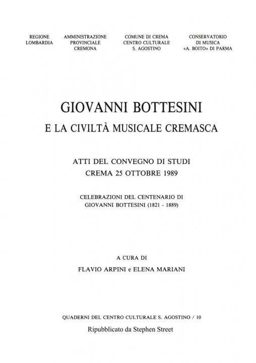 Kniha Giovanni Bottesini e la Civilta Musicale Cremasca 