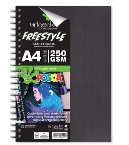 Papírszerek Artgecko skicák 250g Freestyle Posca A4 na výšku 30 bílých listů 