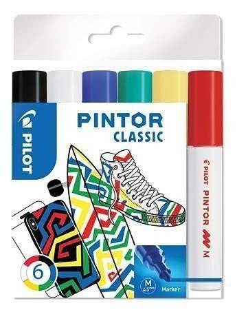 Knjiga PILOT Pintor Medium Sada akrylových popisovačů 1,5-2,2mm - Classic 6 ks 