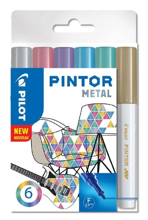 Carte PILOT Pintor Fine Sada akrylových popisovačů 0,9-1,5mm - Metal 6 ks 