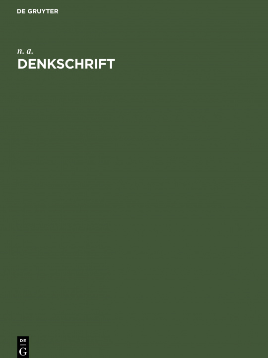 Kniha Denkschrift N. a.