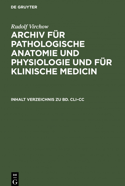 Kniha Inhalt Verzeichnis Zu Bd. CLI-CC 