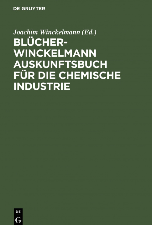 Kniha Blucher-Winckelmann Auskunftsbuch Fur Die Chemische Industrie 