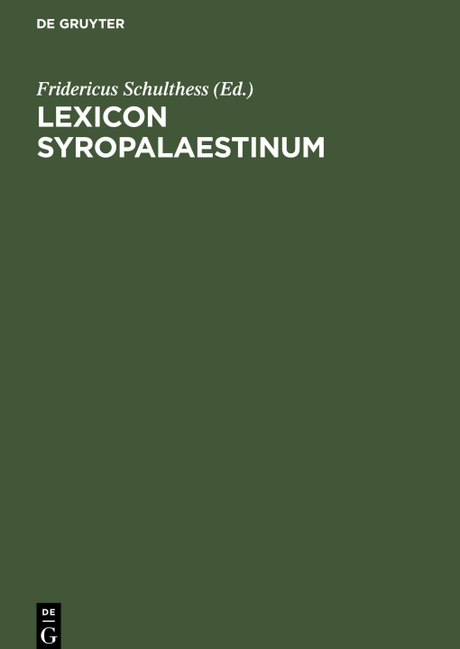 Kniha Lexicon Syropalaestinum Academia Litterarum Regia Borussica