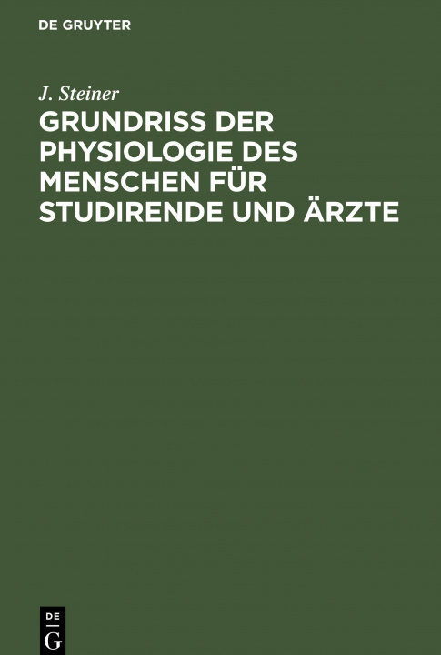 Kniha Grundriss Der Physiologie Des Menschen Fur Studirende Und AErzte 