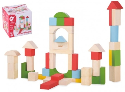 Game/Toy Kostky stavebnice dřevo 50ks v krabici 
