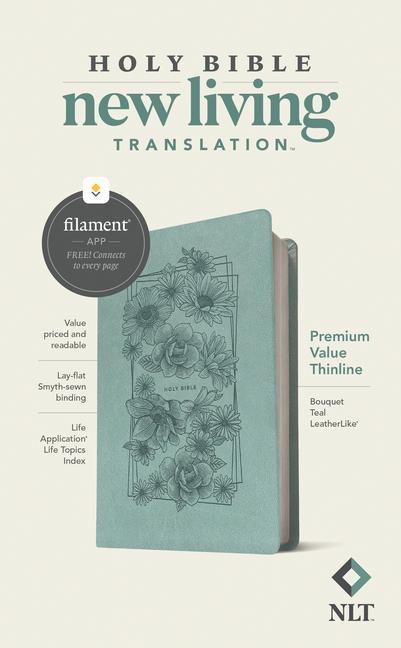 Книга NLT Premium Value Thinline Bible, Filament Enabled Edition (Leatherlike, Bouquet Teal) Tyndale