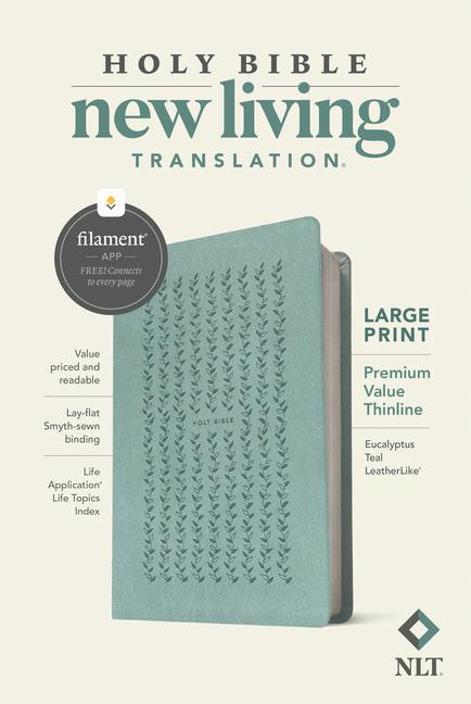 Книга NLT Large Print Premium Value Thinline Bible, Filament Enabled Edition (Leatherlike, Eucalyptus Teal) 