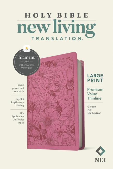 Książka NLT Large Print Premium Value Thinline Bible, Filament Enabled Edition (Leatherlike, Garden Pink) 