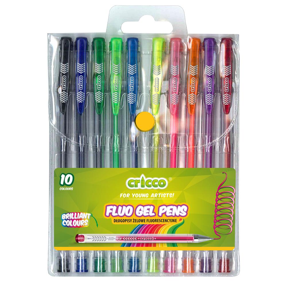 Carte Długopisy Żelowe Fluorescencyjne Cricco 10 kolorów 
