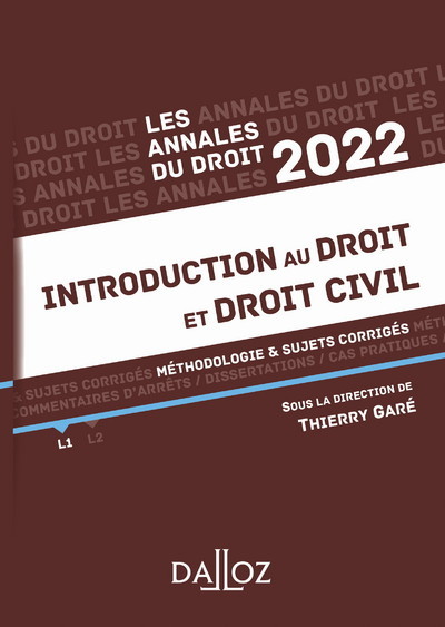 Книга Annales Introduction au droit et droit civil 2022 - Méthodologie & sujets corrigés 