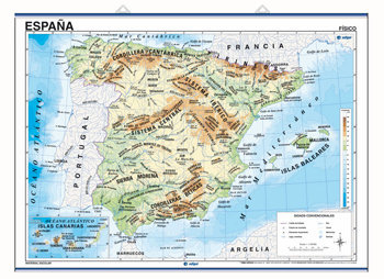 Книга mapa mural españa, físico / político Edigol Ediciones