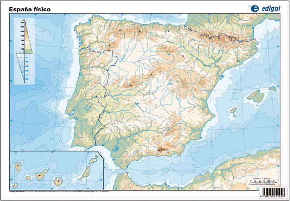 Книга España, f¡sico. Mapa mudo de ejercicios 