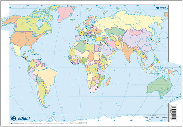 Carte Mapa Mapamundi político Edigol Ediciones