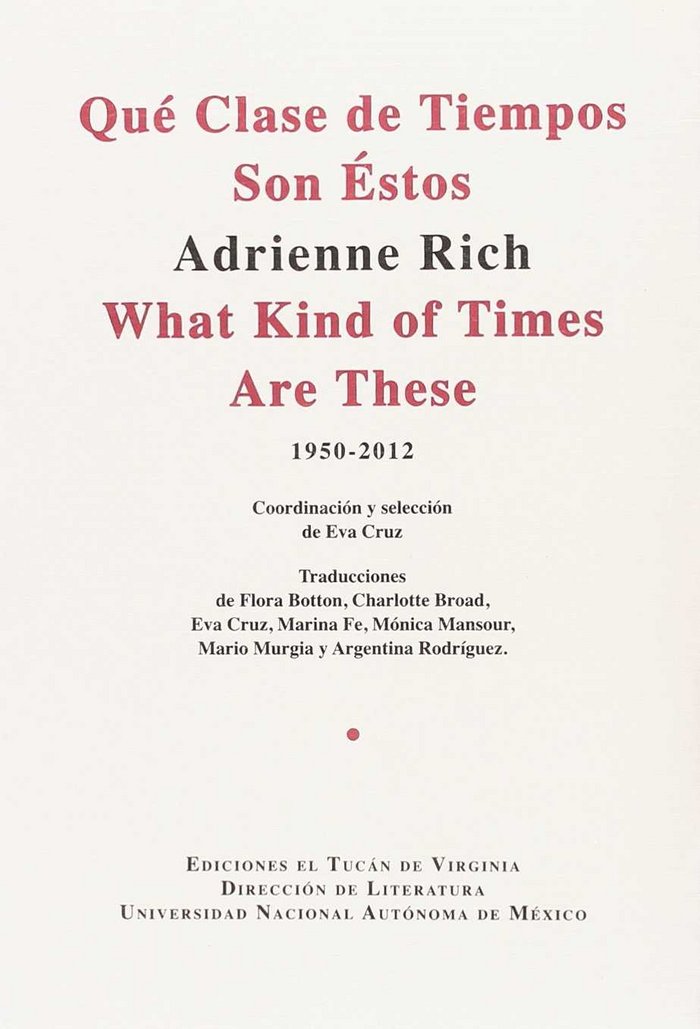 Книга QUE CLASE DE TIEMPOS SON ESTOS (BILINGUE) ADRIENNE RICH
