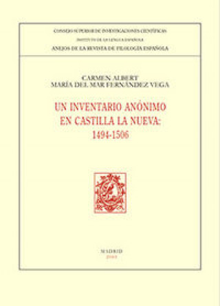 Kniha Un inventario anónimo en Castilla la Nueva (1494-1506) Albert García