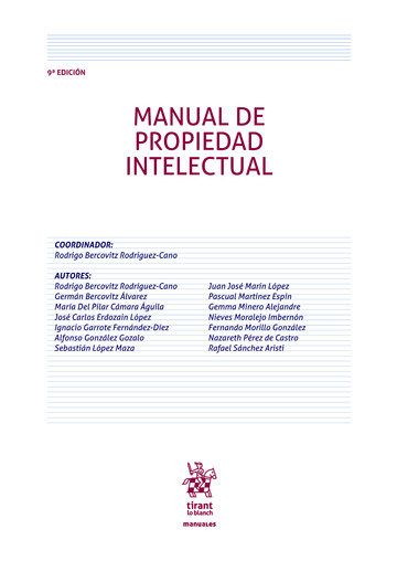 Carte Manual de propiedad intelectual, 9 edición Rodríguez-Cano