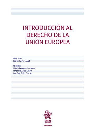 Book INTRODUCCION AL DERECHO DE LA UNION EUROPEA FERRER LLORET