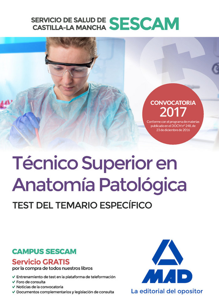 Kniha Técnico superior en Anatomía patológica del Servicio de Salud de Castilla-La Mancha (SESCAM). Test d Editores