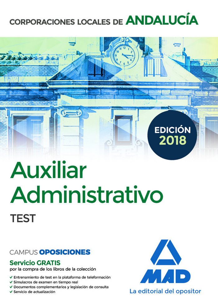 Carte Auxiliar Administrativo de Corporaciones Locales de Andalucía. Test Editores