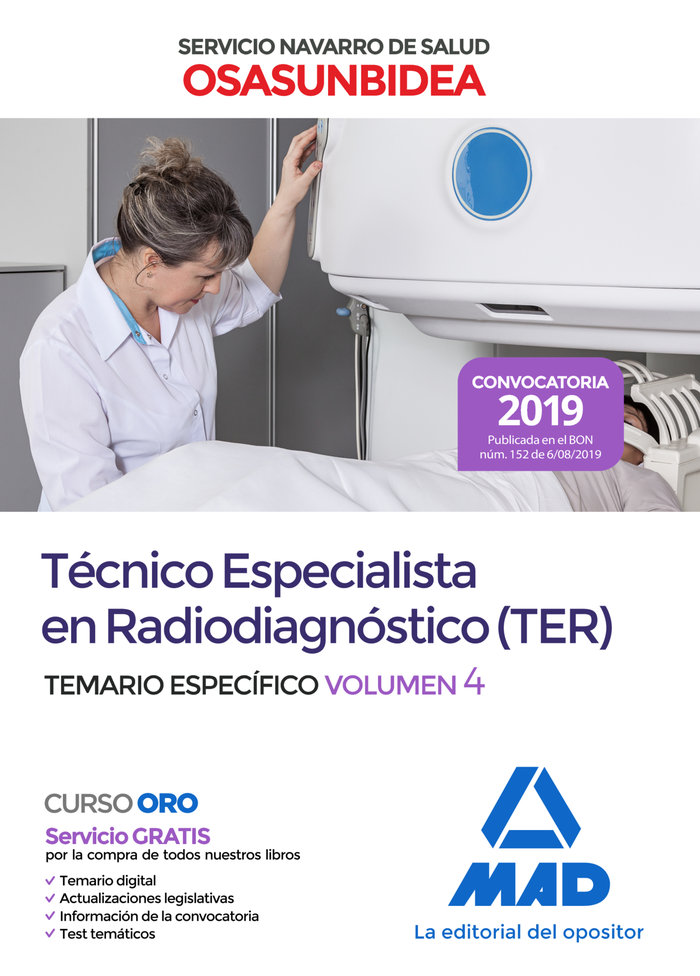 Kniha Técnico Especialista en Radiodiagnóstico (TER) del Servicio Navarro de Salud-Osasunbidea. Temario es Gómez Martínez